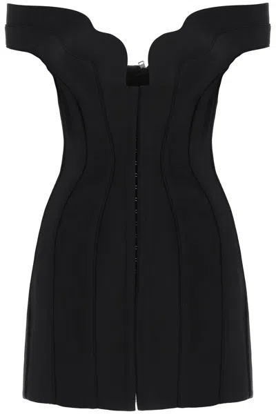 Mugler Bustier Dress With Wavy Neckline Women In Black