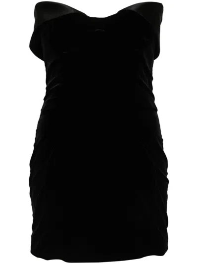 Mugler Velvet Mini Dress In Black  