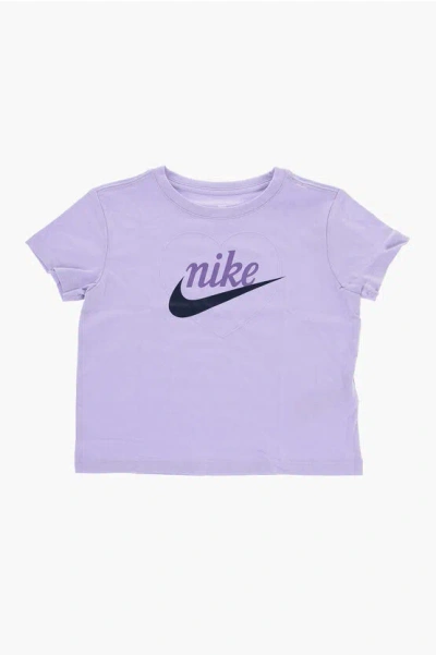 Nike Solid Colour T-shirt With Printed Logo In Purple