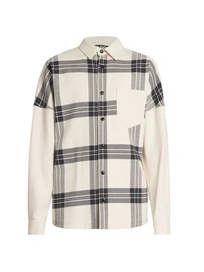 Palm Angels Checked Flannel Overshirt In Off White Multi