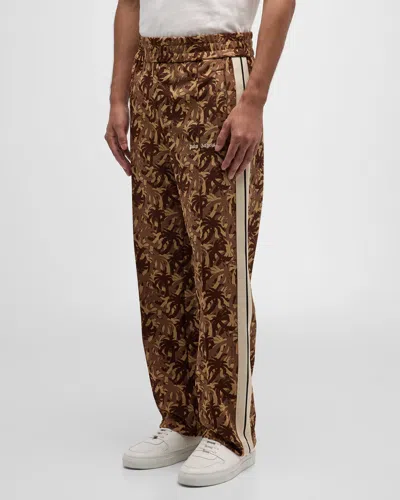 Palm Angels Camo Logo-embroidered Track Pants In Brown