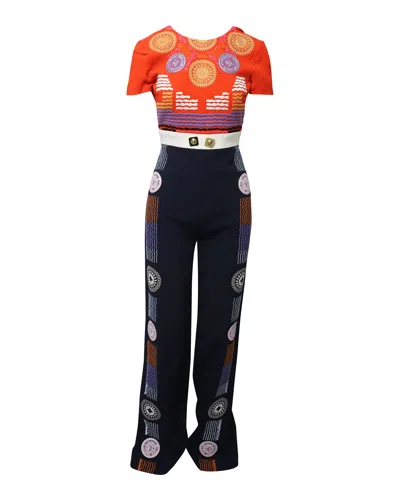 Peter Pilotto Embroidered Jumpsuit In Multicolor Polyamide