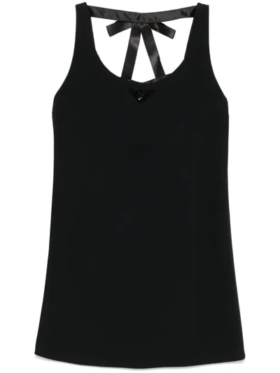 Prada Triangle-logo Mini Dress In Black