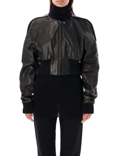 Rick Owens Flight Jacket Cropped In Black