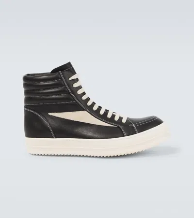 Rick Owens Leather High-top Trainers In Black