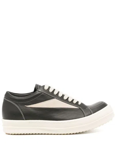 Rick Owens Vintage Panelled Sneakers In 911 Black/milk/milk