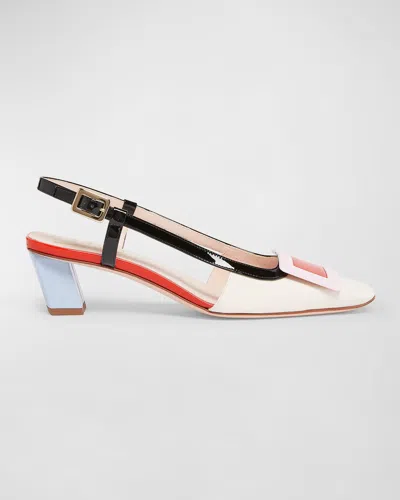 Roger Vivier Belle Vivier Colourblock Patent Slingback Pumps In Multicolor