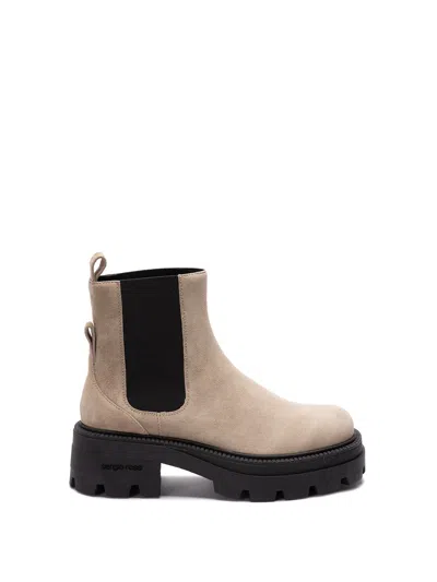 Sergio Rossi 25mm Suede Chelsea Boots In Beige