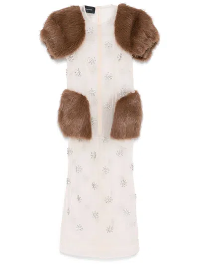 Simone Rocha Embellished Sleeveless Dress In Neutrals