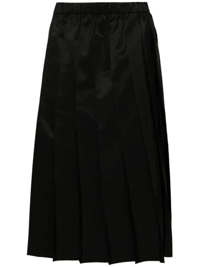 Simone Rocha Pleated Elasticated Waist Skirt In Black