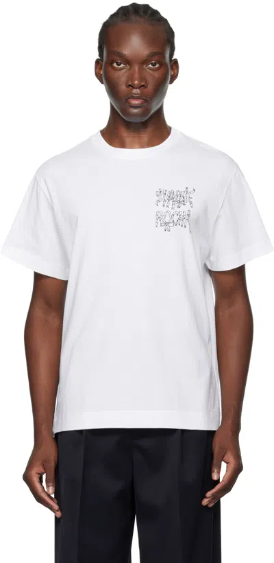 Simone Rocha White Ribbon Logo T-shirt In White/white/black