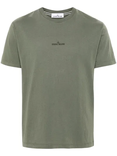 Stone Island Compass-motif Cotton T-shirt In Green