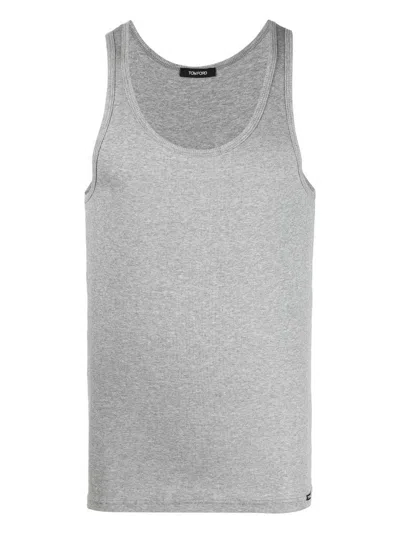 Tom Ford Tank Top With Logo In Gray