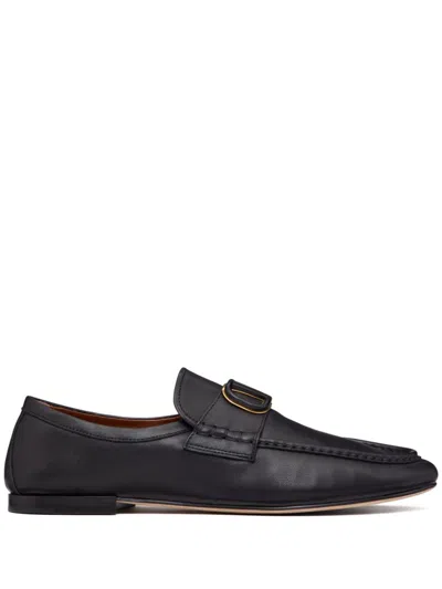 Valentino Garavani Vlogo Signature Leather Loafers In Black