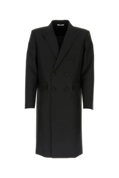 Valentino Double-breasted Wool Coat In Black