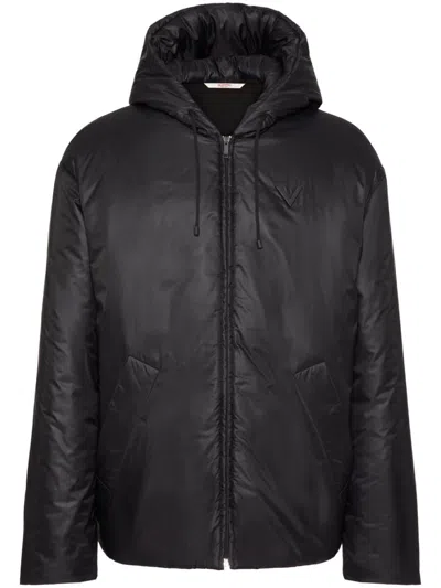 Valentino Logo Padded Coat In Black