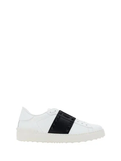 Valentino Garavani Sneaker Rockstud Untitled Vitello Te In Bianco/nero/bianco