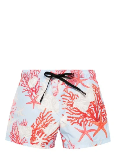 Versace Starfish-pattern Swim Shorts In Blue