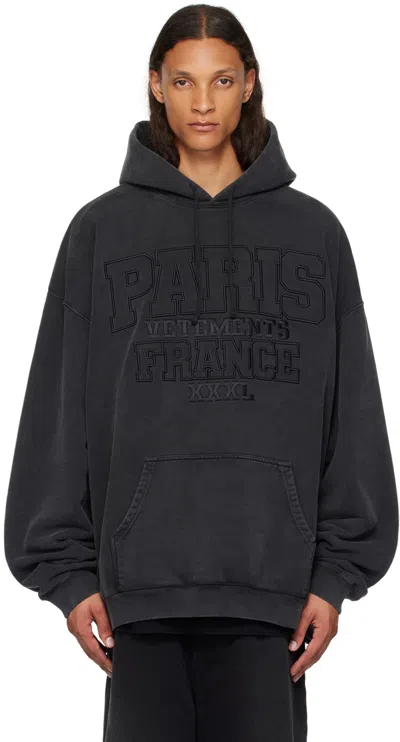 Vetements Paris Logo-embroidered Hoodie In Black