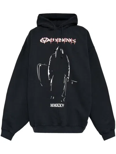 Vetements Graphic-print Cotton Hoodie In Black