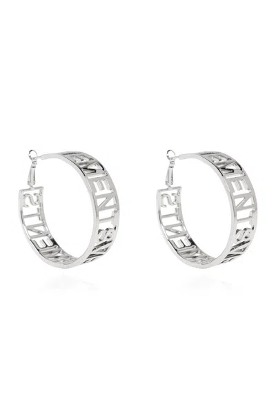 Vetements Logo Cut-out Hoop Earrings In Silver