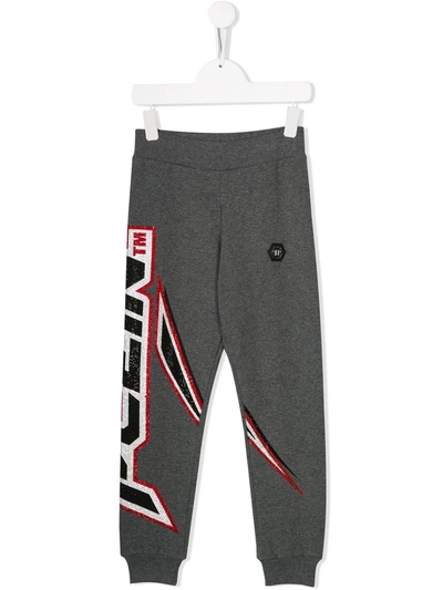 Philipp Plein Kids' Space Plein Track Trousers In Grey