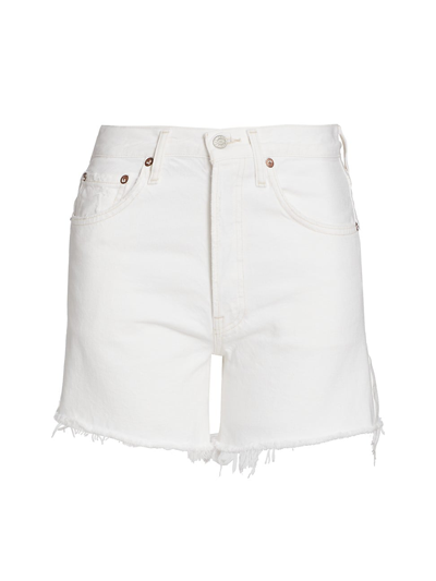 Agolde Reese Relaxed Cut Off Short. In Panna Cotta White