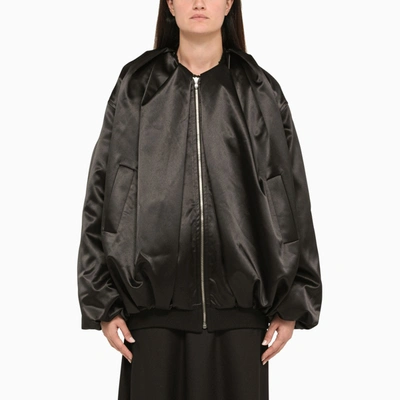 We11 Done Black Satin Bomber Jacket