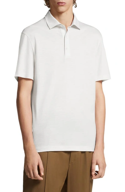 Zegna White High Performance Wool Short-sleeve Polo