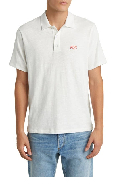 Rag & Bone Love Rb Logo Polo In White