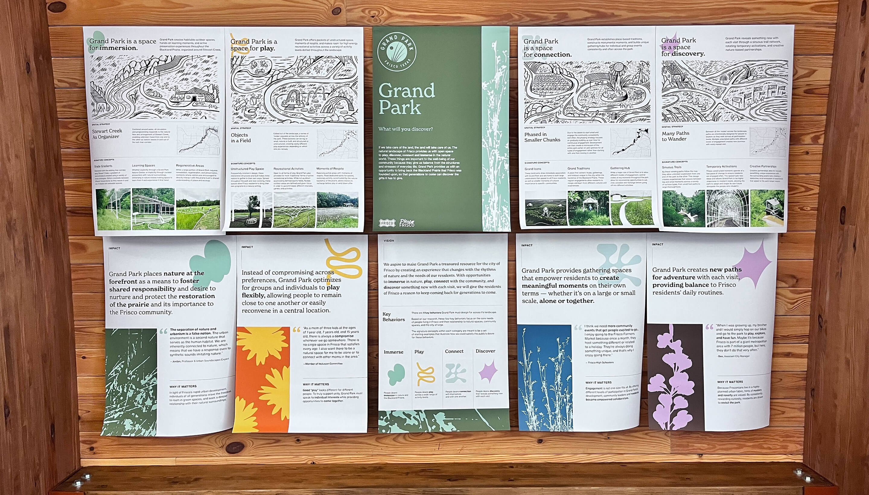 Newly designed leaflets show how Grand Park is a place for immersion, play, connection, and discovery.