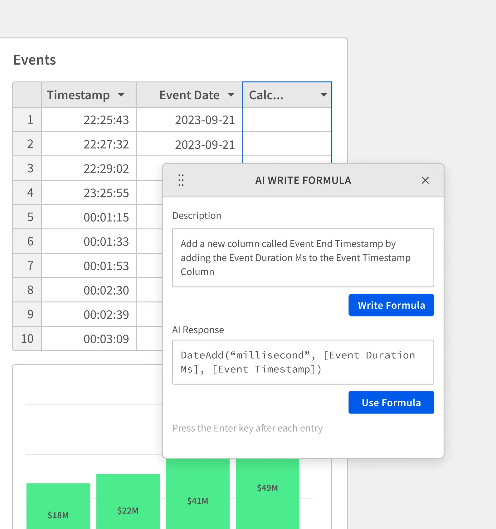 A green and white graph shows a time stamp of 20:30.