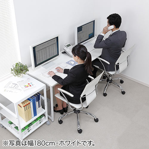 シンプルデスク ワークデスク モニターアーム対応 幅160cm 奥行60cm ホワイト 選挙グッズ 100-DESKF006