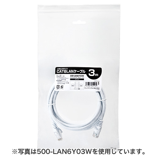 Cat6 LANケーブル 10m （カテゴリー6・より線・ストレート・ホワイト） 500-LAN6Y10W