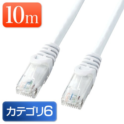 Cat6 LANケーブル 10m （カテゴリー6・より線・ストレート・ホワイト） 500-LAN6Y10W