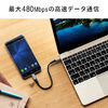 【 iPad（第10世代対応）】 USB Type-Cケーブル USB2.0 1m USB PD 100W対応 CtoC 高耐久 ポリエチレンメッシュケーブル ブラック 500-USB073-1