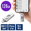 iPhone・iPad USBメモリ 128GB（USB3.1 Gen1・Lightning対応・MFi認証・iStickPro 3.0・シルバー） 