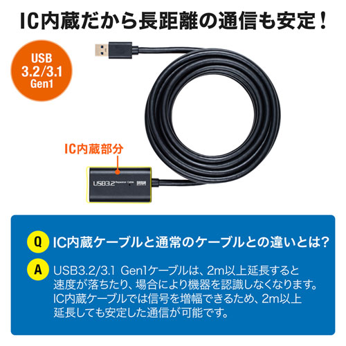 USB3.2アクティブリピーターケーブル5m KB-USB-R305