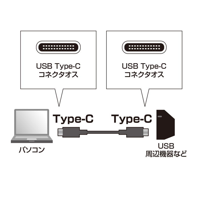 USB Type-C ケーブル 2m USB3.1 Gen1 USB PD60W対応 ブラック KU30-CCP320