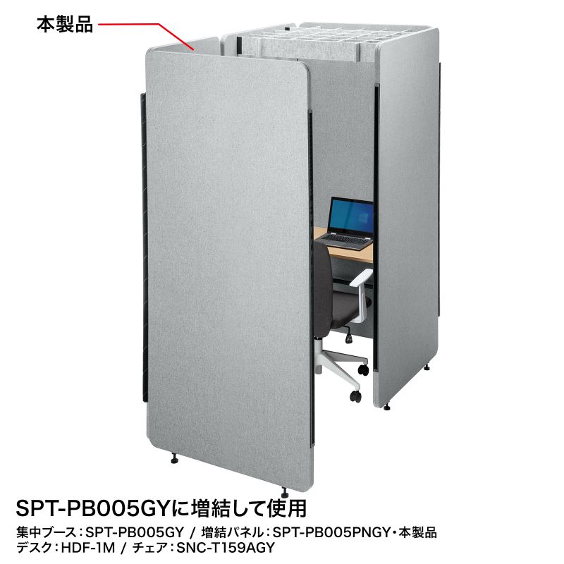 吸音パネル集中ブース用増結パネル（W600） SPT-PB006PNGY