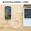 PD電力表示機能付き USB Type-C Lightning ケーブル Apple MFi認証品 PD36W対応 1m やわらかシリコンケーブル 充電 データ転送 iPhone iPad