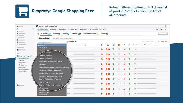 Robusta filtreringsalternativ - Simprosys Google Shopping Feed