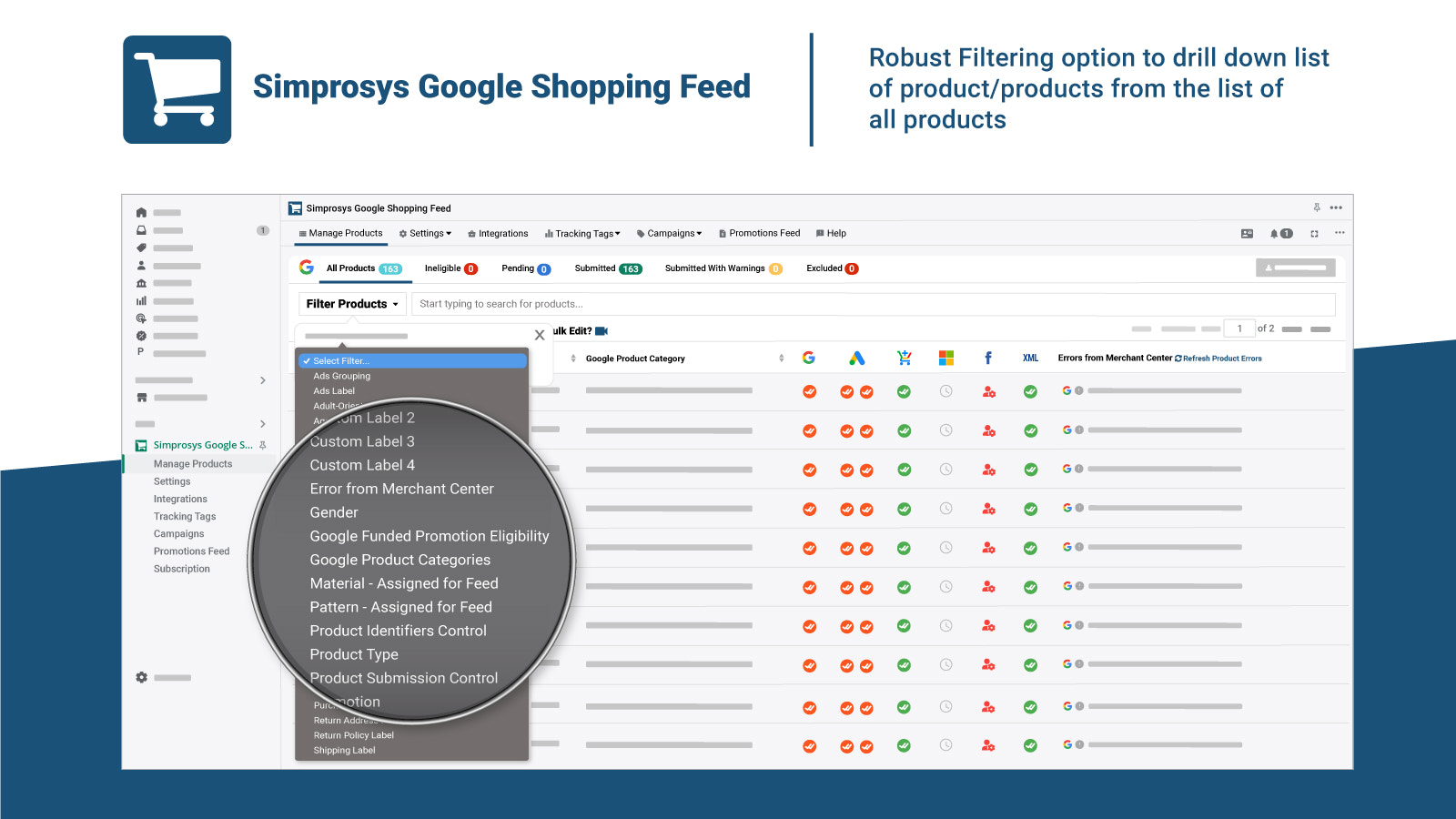 Opciones Robustas de Filtrado - Simprosys Google Shopping Feed