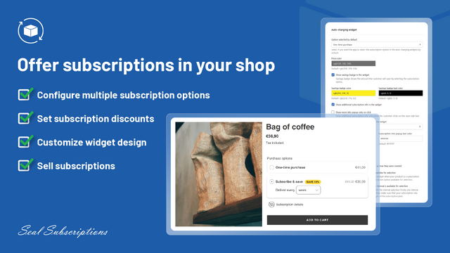 Seal subscriptions app widget in online store