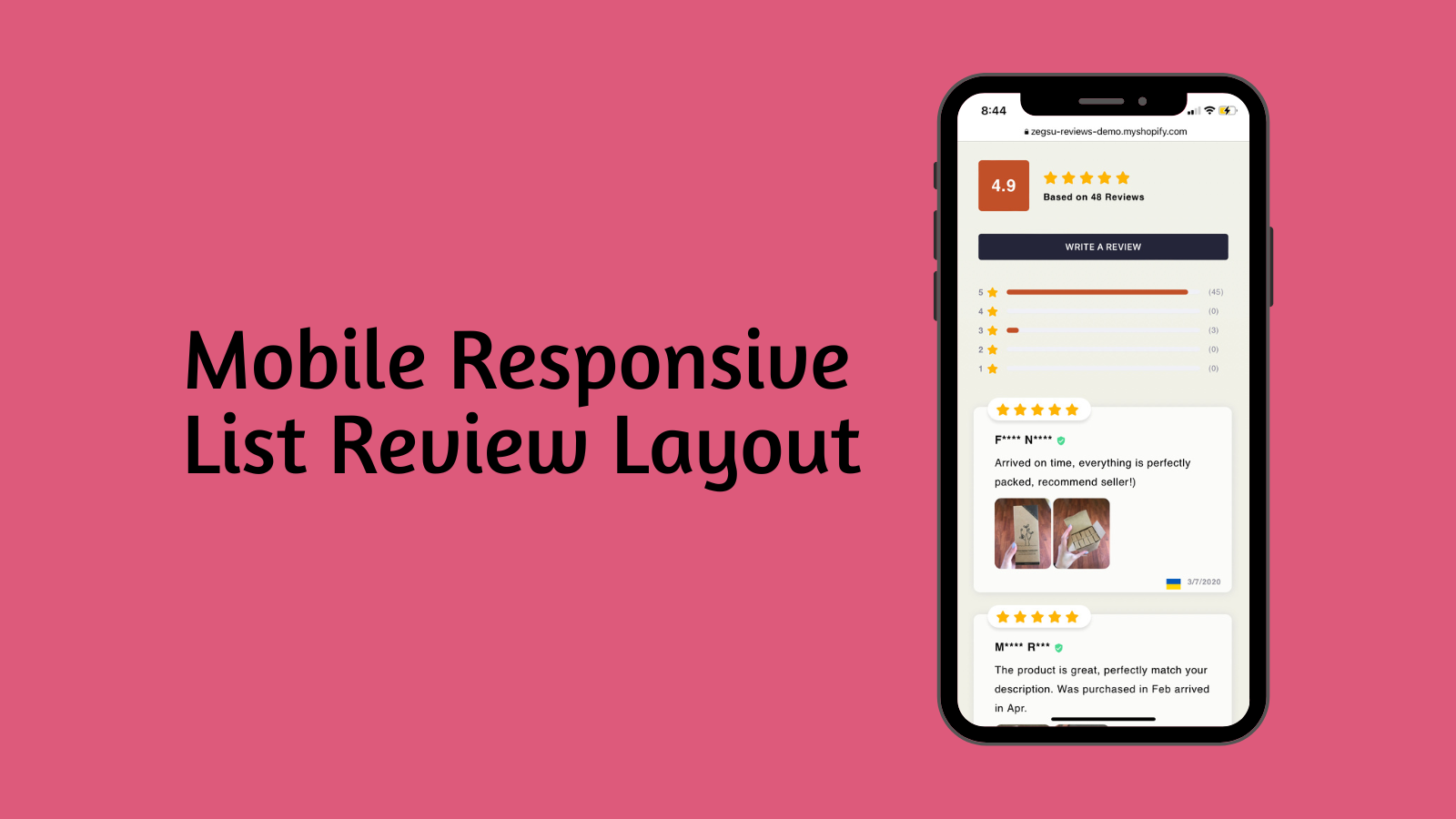 Ali Reviews List Mobile responsive Layout