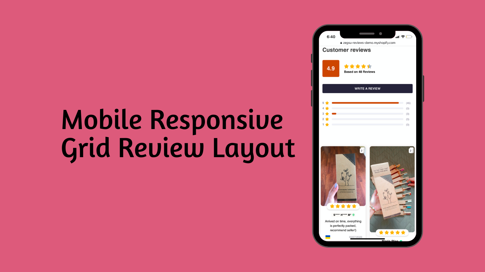 AliExpress Reviews Grid Mobile responsive Layout