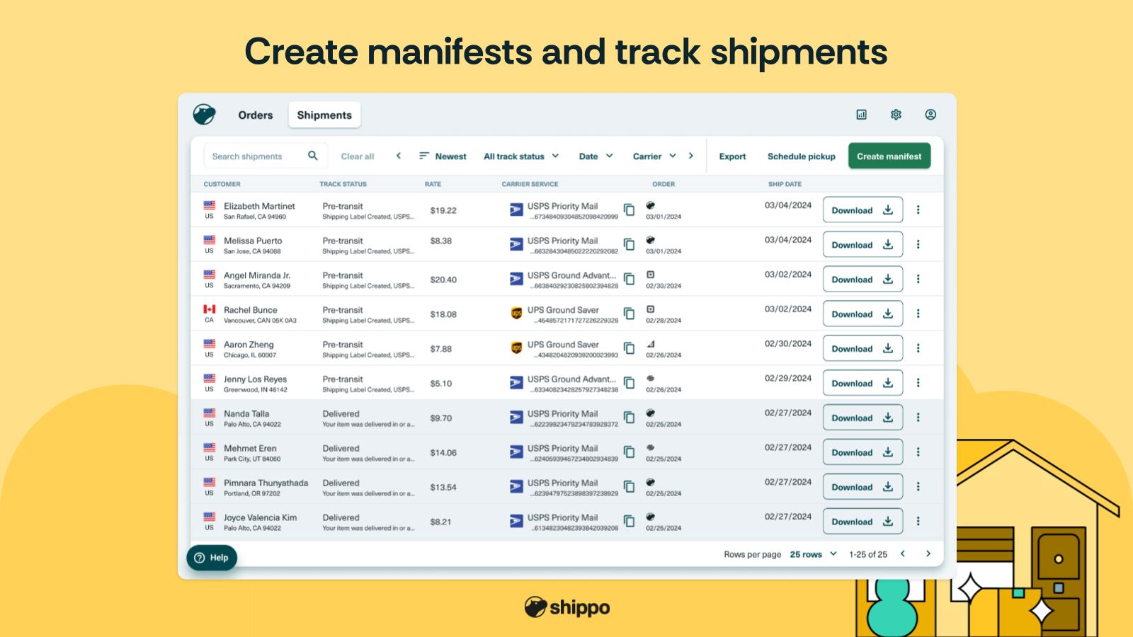 Create manifests and track shipments