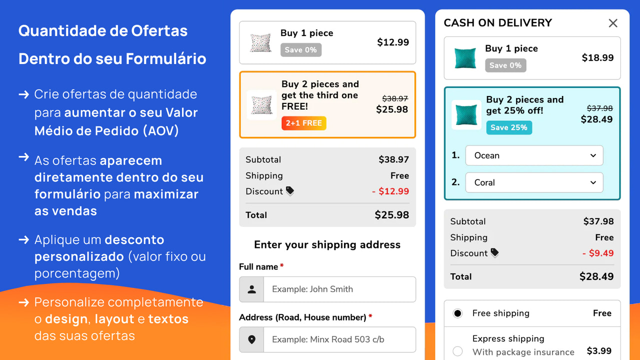 Ofertas de quantidade dentro do formulário