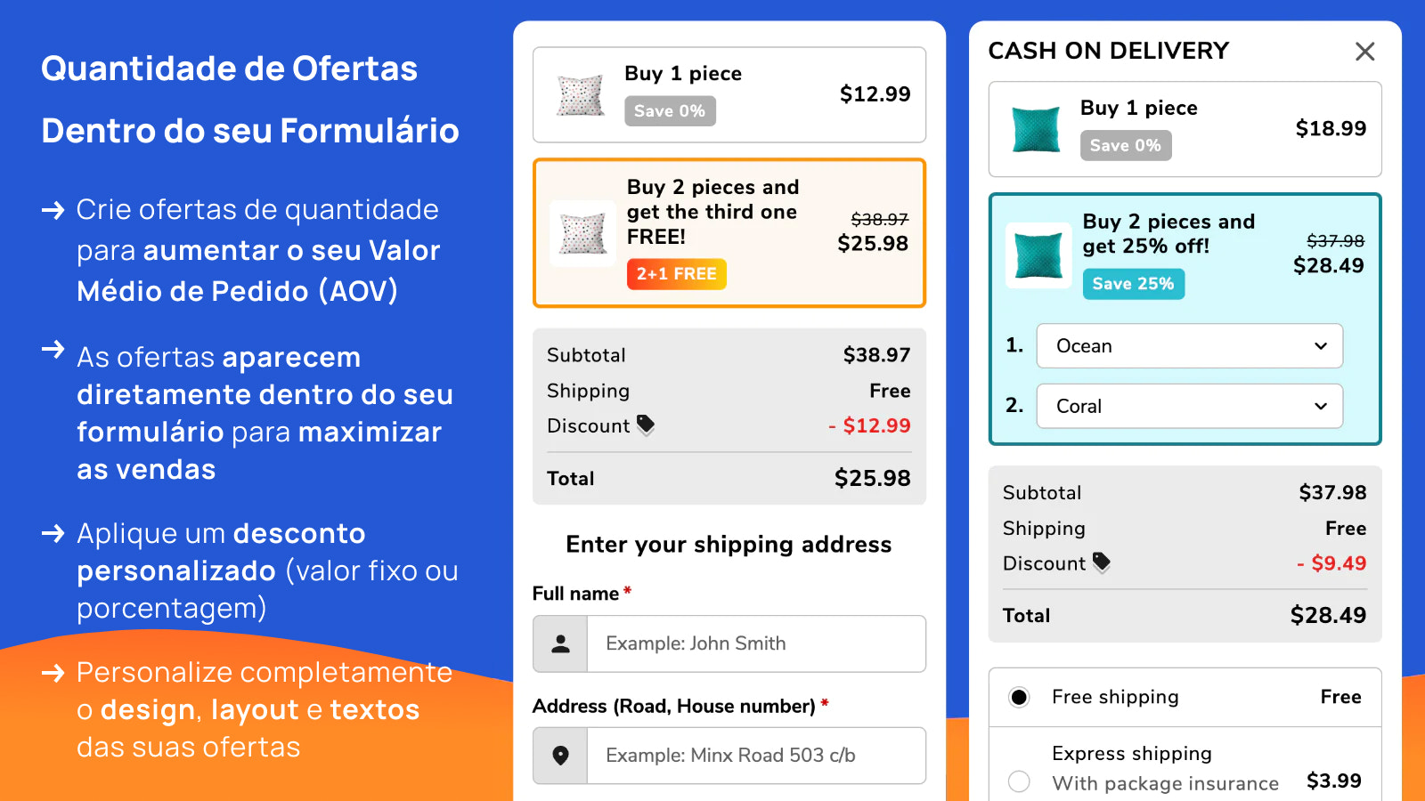 Ofertas de quantidade dentro do formulário