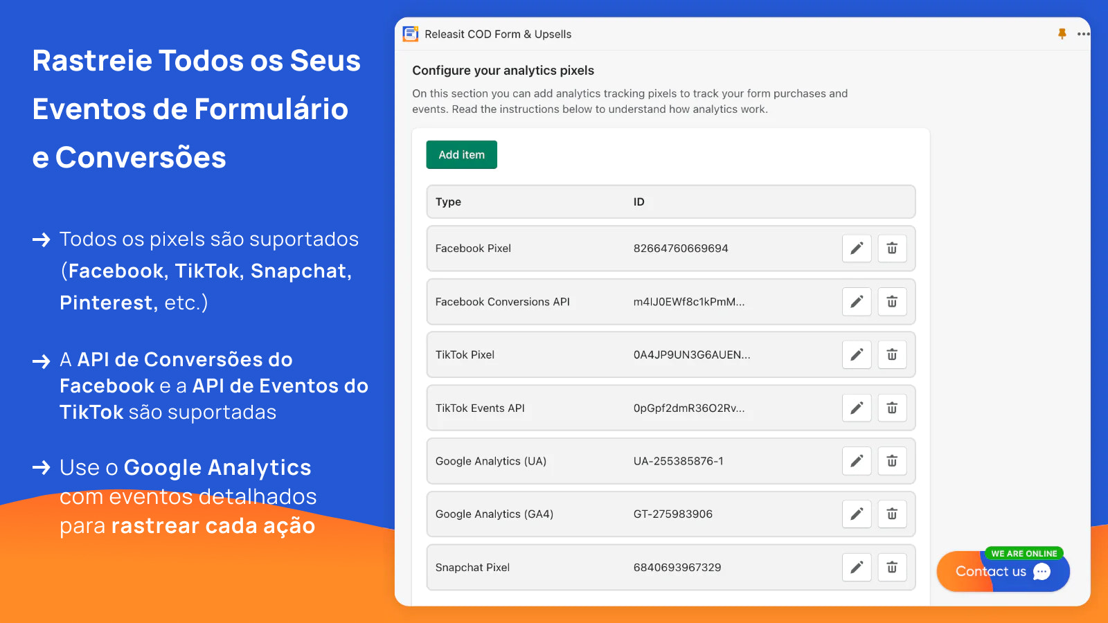 Acompanhe eventos e conversões do formulário